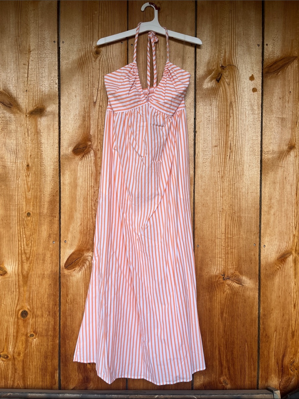 Universal Thread Orange and White Striped Halter Maxi Dress
